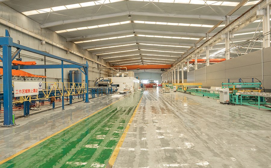 The production line for polyurethane.